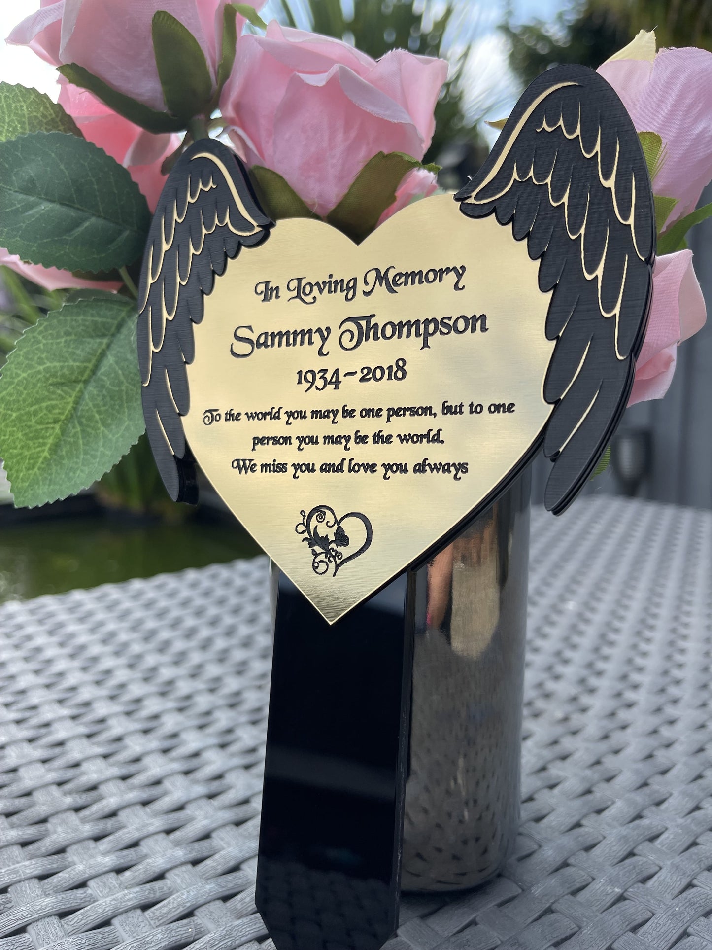 Memorial Plaque, Garden Outdoors Plaques, Remembrance Sign, Graver marker, Dad, Father, Mum, Pets Heart Butterfly