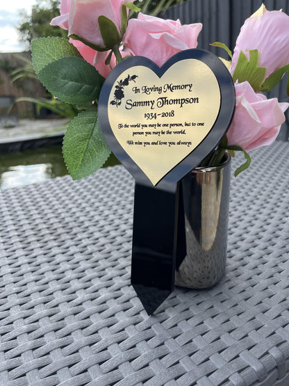 Memorial Plaque, Garden Outdoors Plaques, Remembrance Sign, Graver marker, Dad, Father, Mum, Love Heart