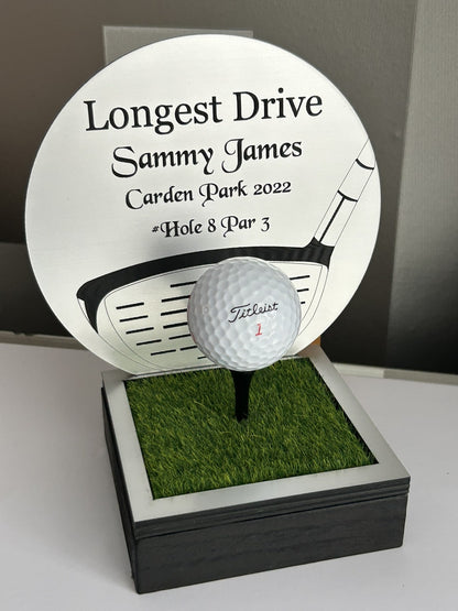 Hole in one, Golf Gifts, Longest Drive, Nearest the pin, personalised Plaques, Keepsakes ,Silver Driver