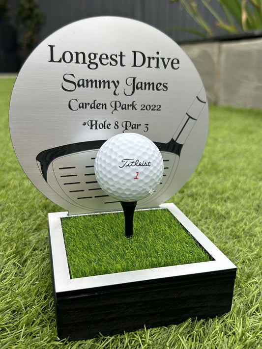 Hole in one, Golf Gifts, Longest Drive, Nearest the pin, personalised Plaques, Keepsakes ,Silver Driver