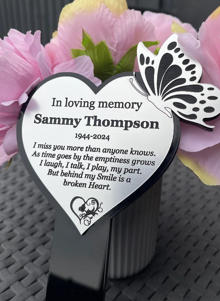 Memorial Plaque, Garden Outdoors Plaques, Remembrance Sign, Graver marker, Dad, Father, Mum, Butterfly