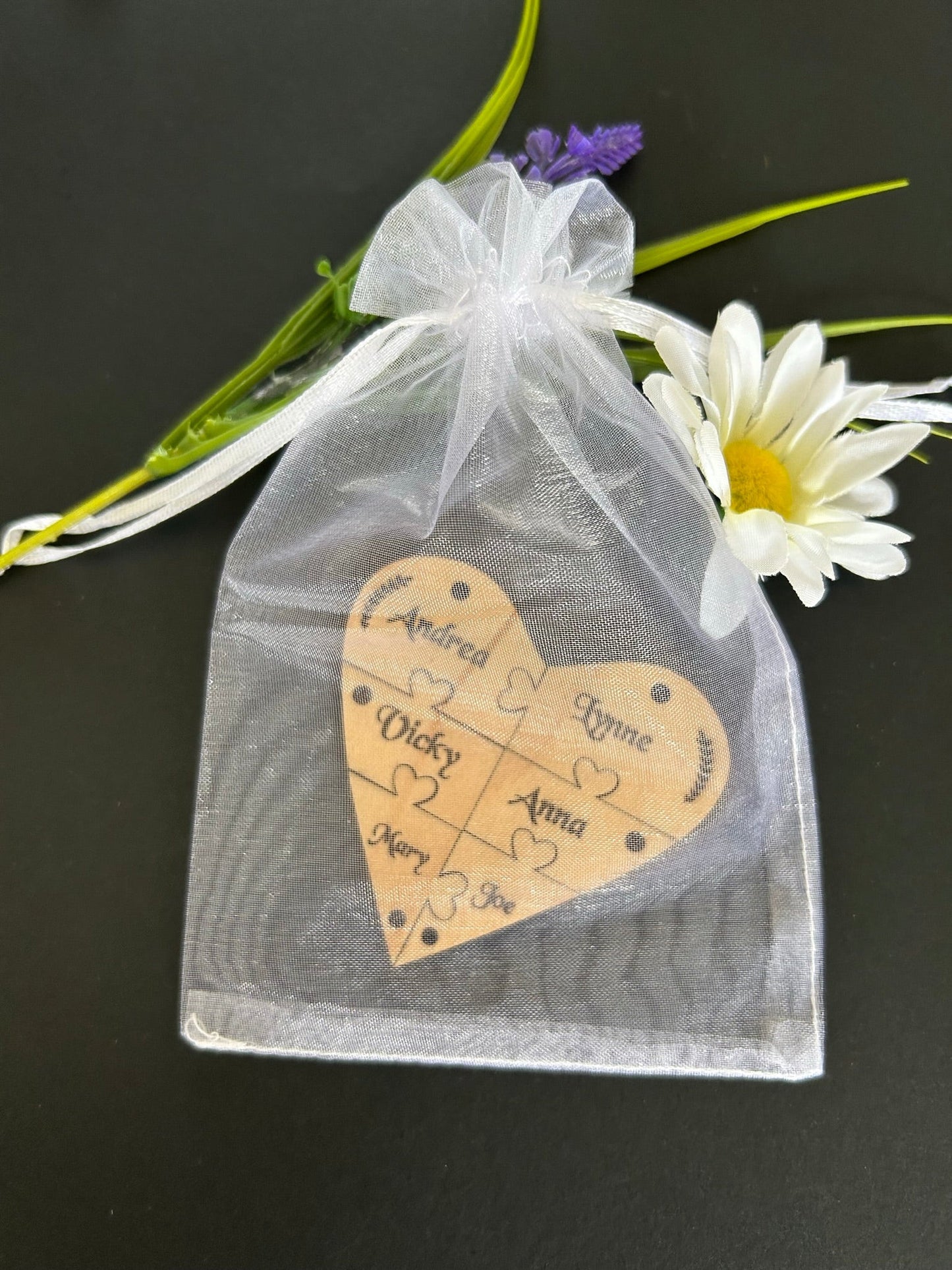 Bridesmaid Heart Maple Hardwood Veneer Personalised Jigsaw Keyring