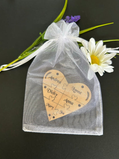 Bridesmaid Heart Maple Hardwood Veneer Personalised Jigsaw Keyring