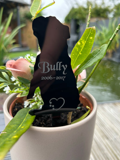 Personalised Pet Dog, Bulldog Memorial Plaque, Ground Stake, Grave Marker for Cemetery or Garden