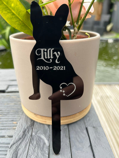 Personalised Pet, French Bulldog Memorial Plaque, Ground Stake, Grave Marker for Cemetery Or Garden