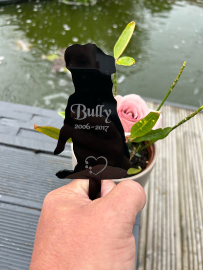 Personalised Pet Dog, Bulldog Memorial Plaque, Ground Stake, Grave Marker for Cemetery or Garden