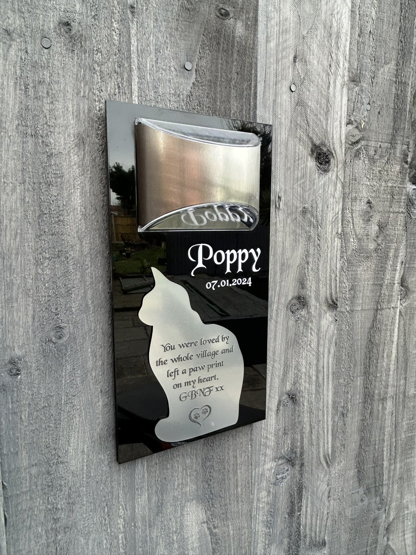 Personalised Pet Cat Memorial Plaque, Ground Stake, Grave Marker for Cemetery or Garden Sign & Solar Light