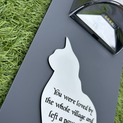 Personalised Pet Cat Memorial Plaque, Ground Stake, Grave Marker for Cemetery or Garden Sign & Solar Light