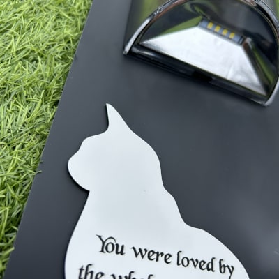 Personalised Pet Cat Memorial Plaque, Ground Stake, Grave Marker for Cemetery or Garden Sign & Solar Light