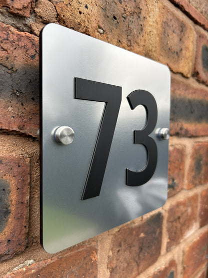 Silver Square House Number Door Plaques Wall Sign for Outside 5mm thick Weather proof