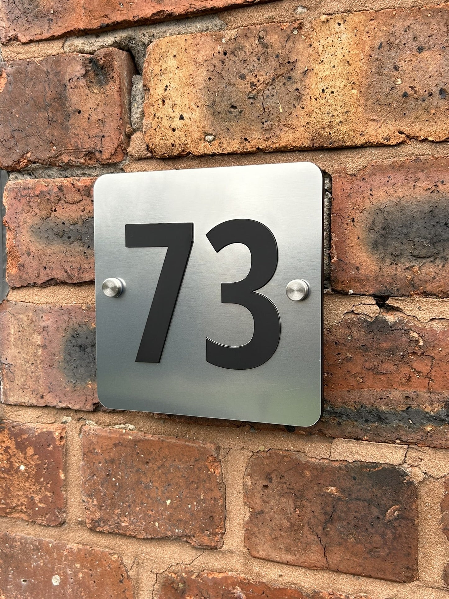 Silver Square House Number Door Plaques Wall Sign for Outside 5mm thick Weather proof