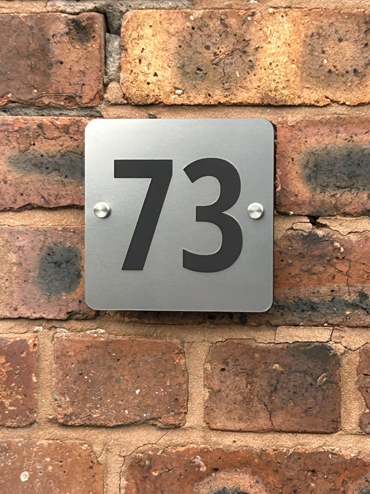 Silver Square House Number Door Plaques Wall Sign for Outside 5mm thick Weather proof