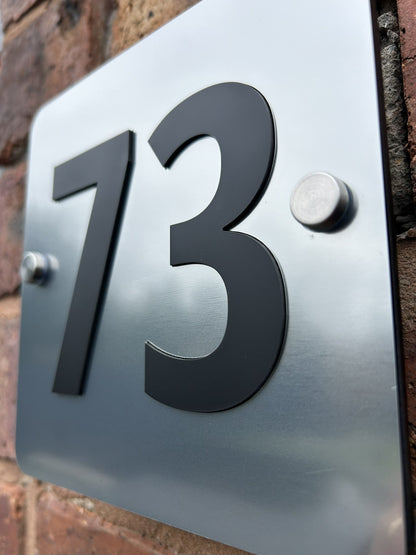 Silver Square House Number Door Plaques Wall Sign for Outside 5mm thick Weather proof