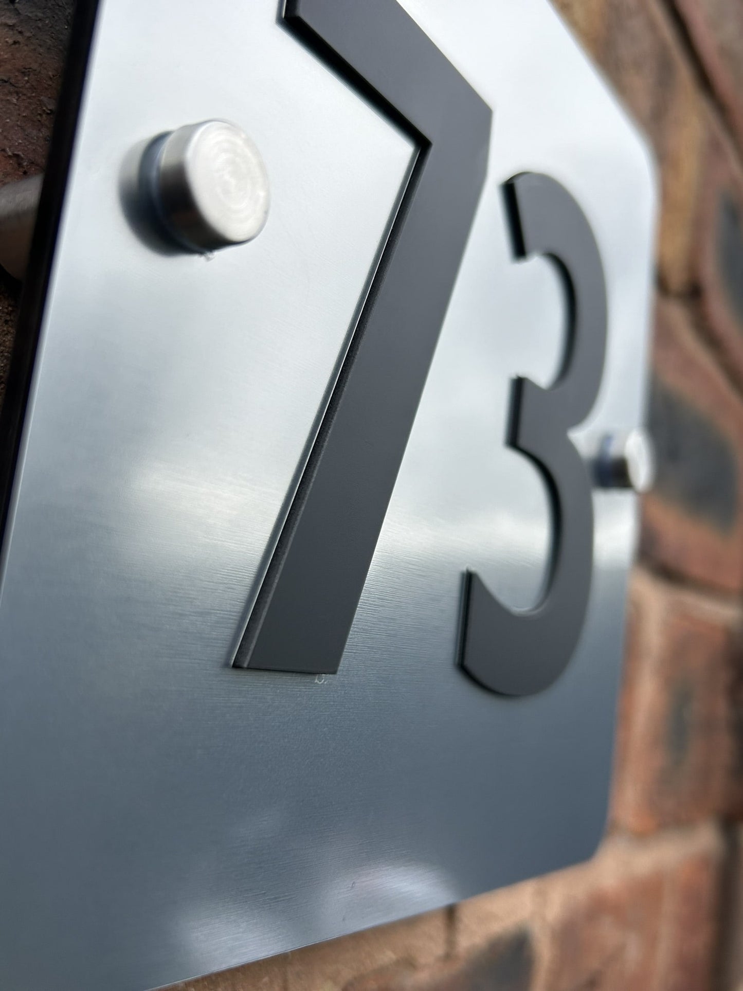 Silver Square House Number Door Plaques Wall Sign for Outside 5mm thick Weather proof