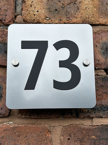 Silver Square House Number Door Plaques Wall Sign for Outside 5mm thick Weather proof