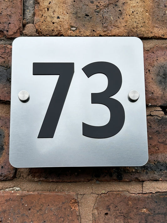 Silver Square House Number Door Plaques Wall Sign for Outside 5mm thick Weather proof