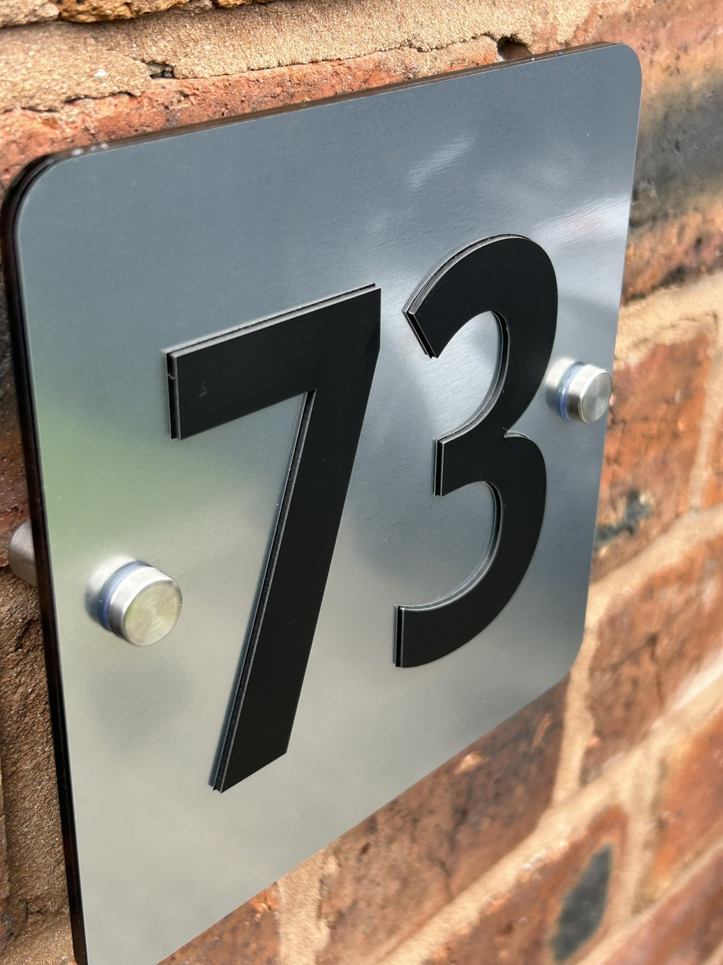 Silver Square House Number Door Plaques Wall Sign for Outside 5mm thick Weather proof