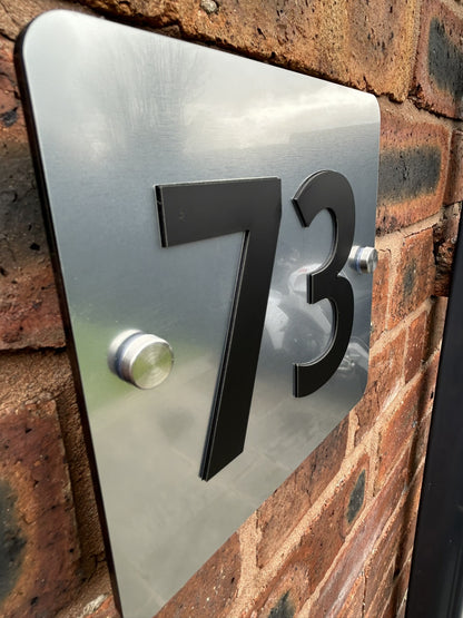 Silver Square House Number Door Plaques Wall Sign for Outside 5mm thick Weather proof