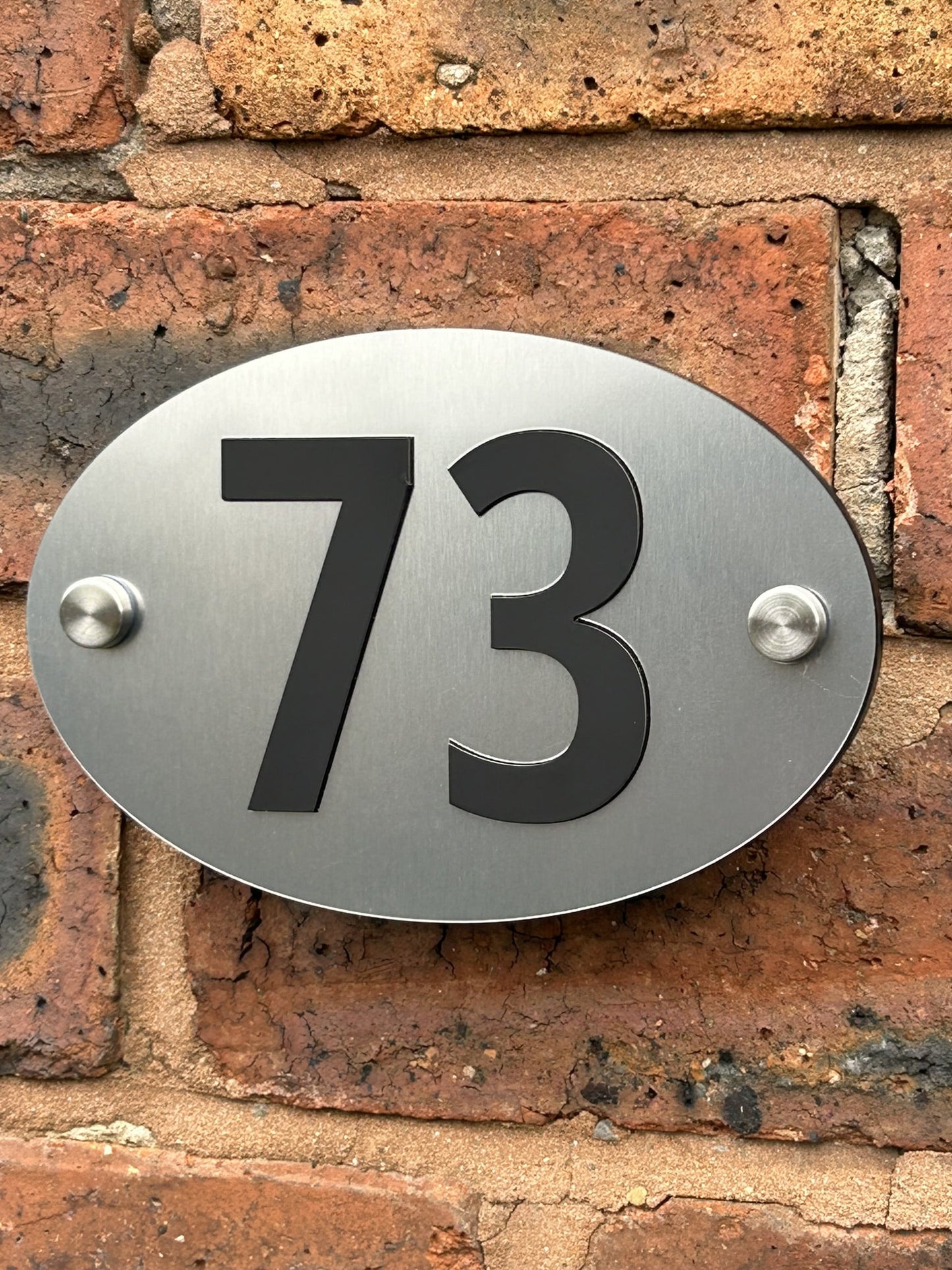 Silver Oval House Number Door Plaques Wall Sign for Outside 5mm thick Weather proof