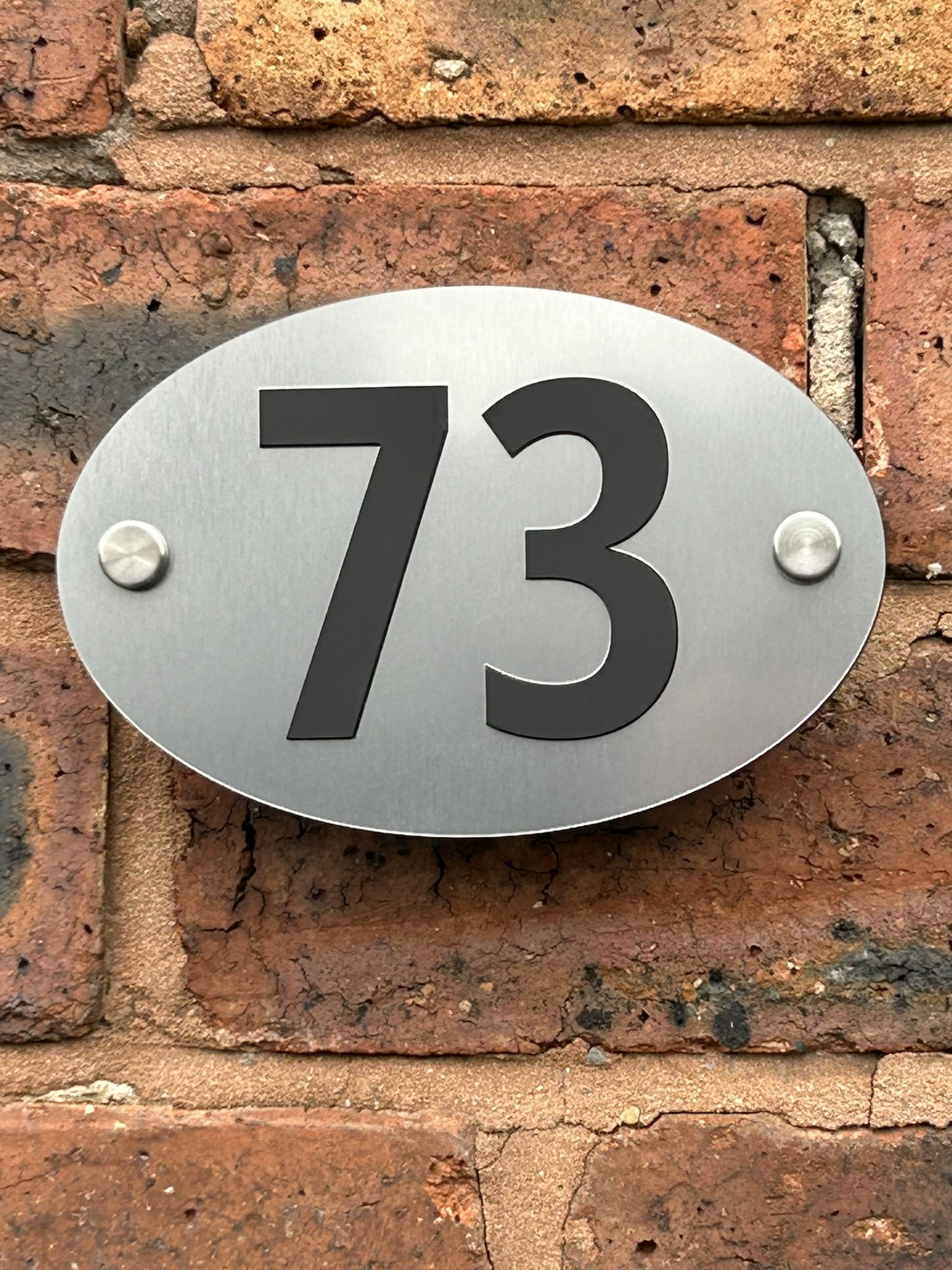 Silver Oval House Number Door Plaques Wall Sign for Outside 5mm thick Weather proof