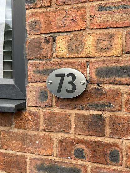 Silver Oval House Number Door Plaques Wall Sign for Outside 5mm thick Weather proof