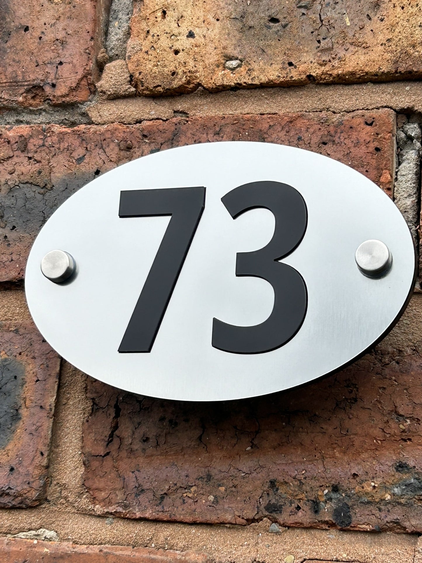 Silver Oval House Number Door Plaques Wall Sign for Outside 5mm thick Weather proof