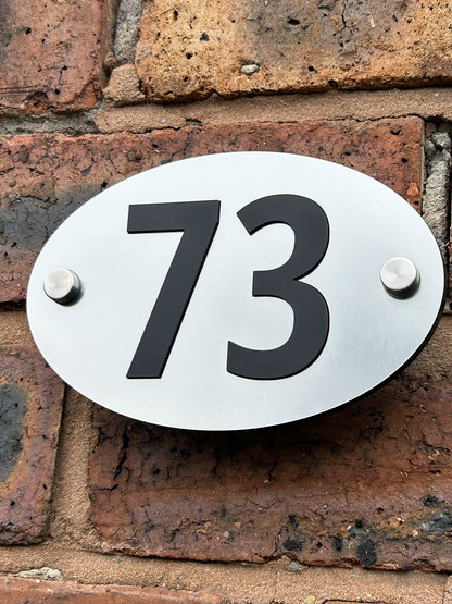 Silver Oval House Number Door Plaques Wall Sign for Outside 5mm thick Weather proof