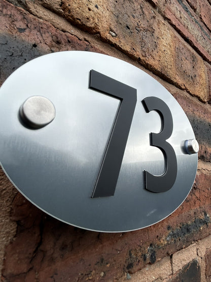 Silver Oval House Number Door Plaques Wall Sign for Outside 5mm thick Weather proof