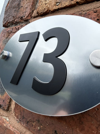 Silver Oval House Number Door Plaques Wall Sign for Outside 5mm thick Weather proof