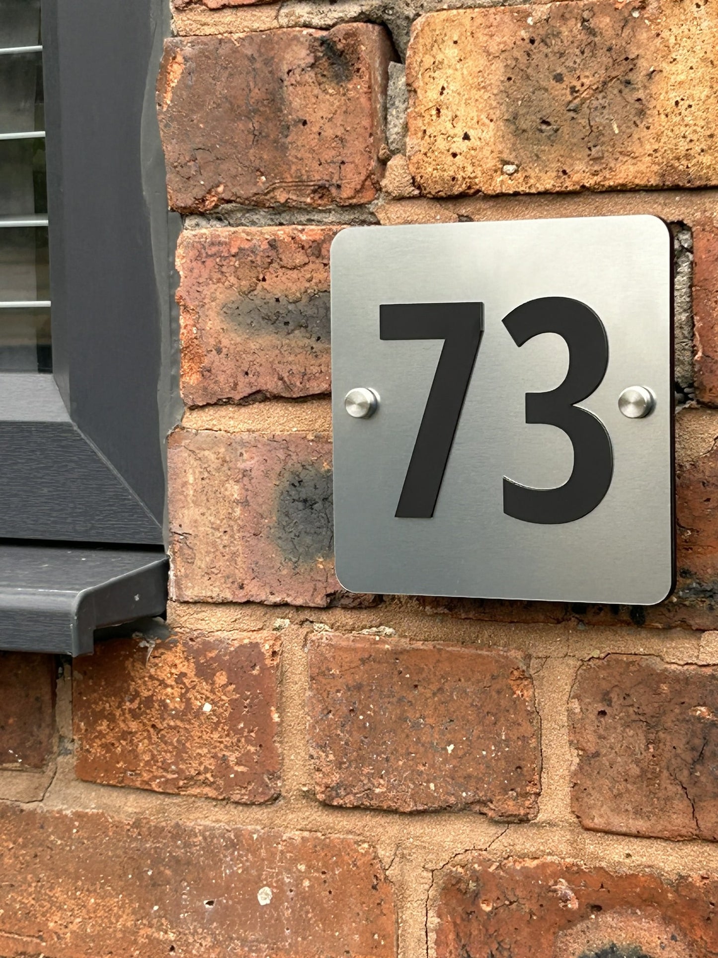 Silver Square House Number Door Plaques Wall Sign for Outside 5mm thick Weather proof