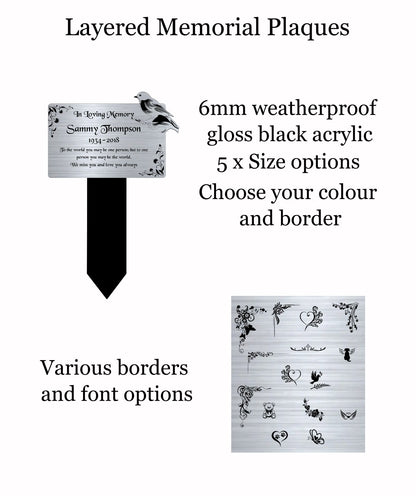 Memorial Plaque, Memorial Plaques for graves, Remembrance, Silver, Rounded, Robin
