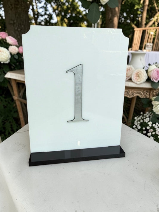 Personalised Wedding Table Sign with Table Number, White