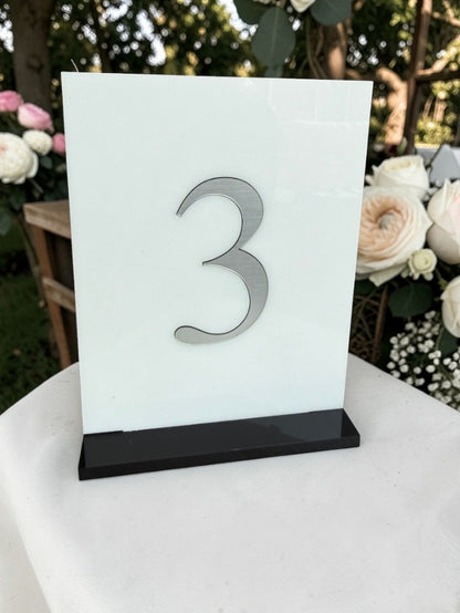 Personalised Wedding Table Sign with Table Number, White