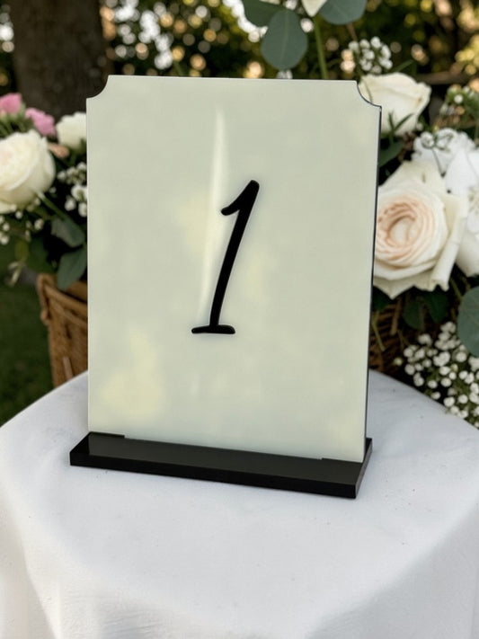 Personalised Wedding Table Sign with Table Number, Ivory