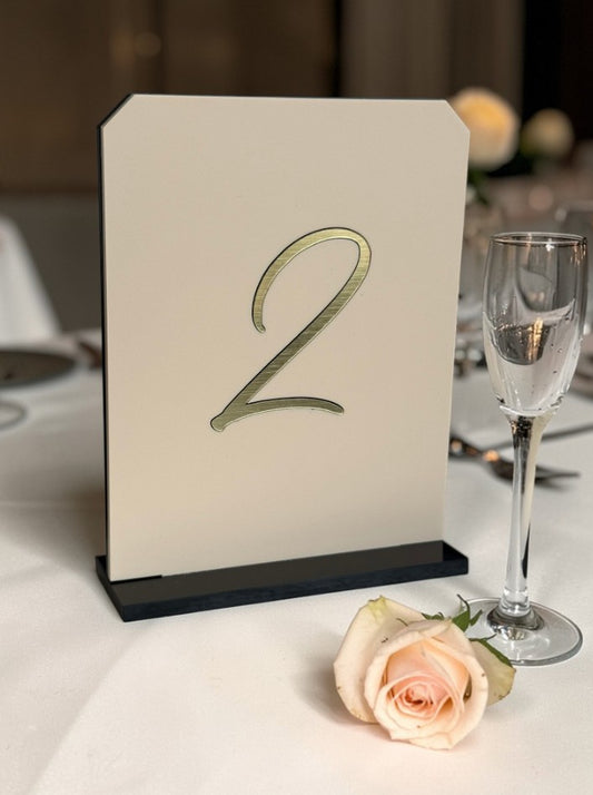 Personalised Wedding Table Sign with Table Number, Desert Beige