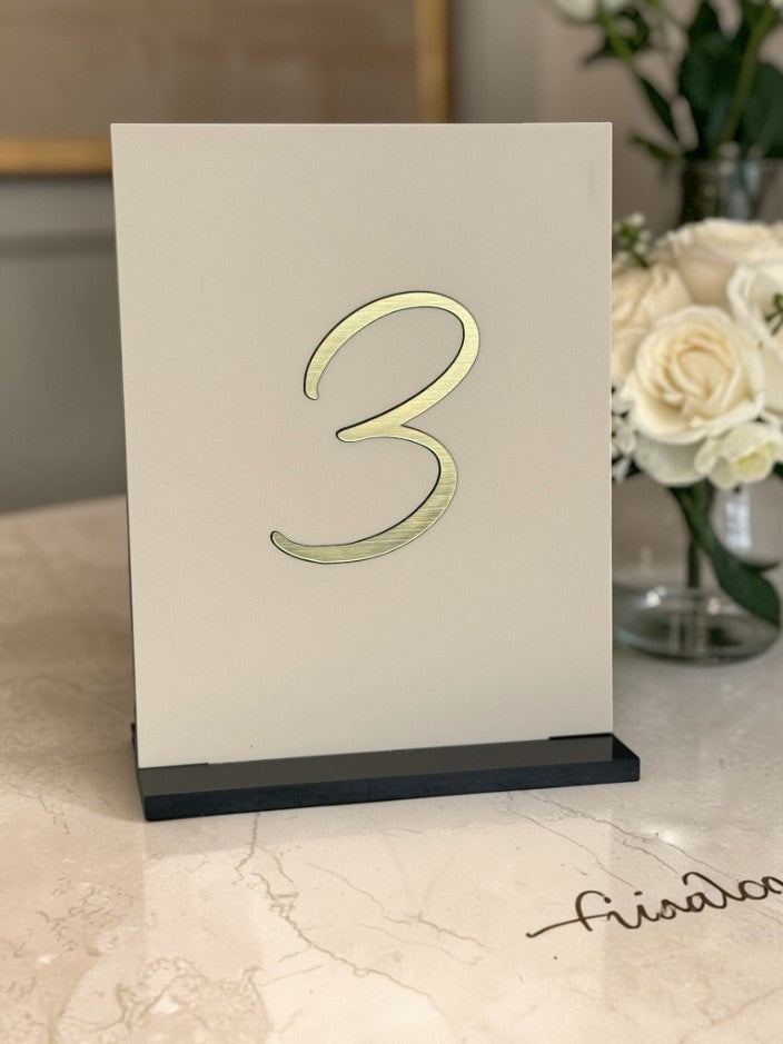 Personalised Wedding Table Sign with Table Number, Desert Beige