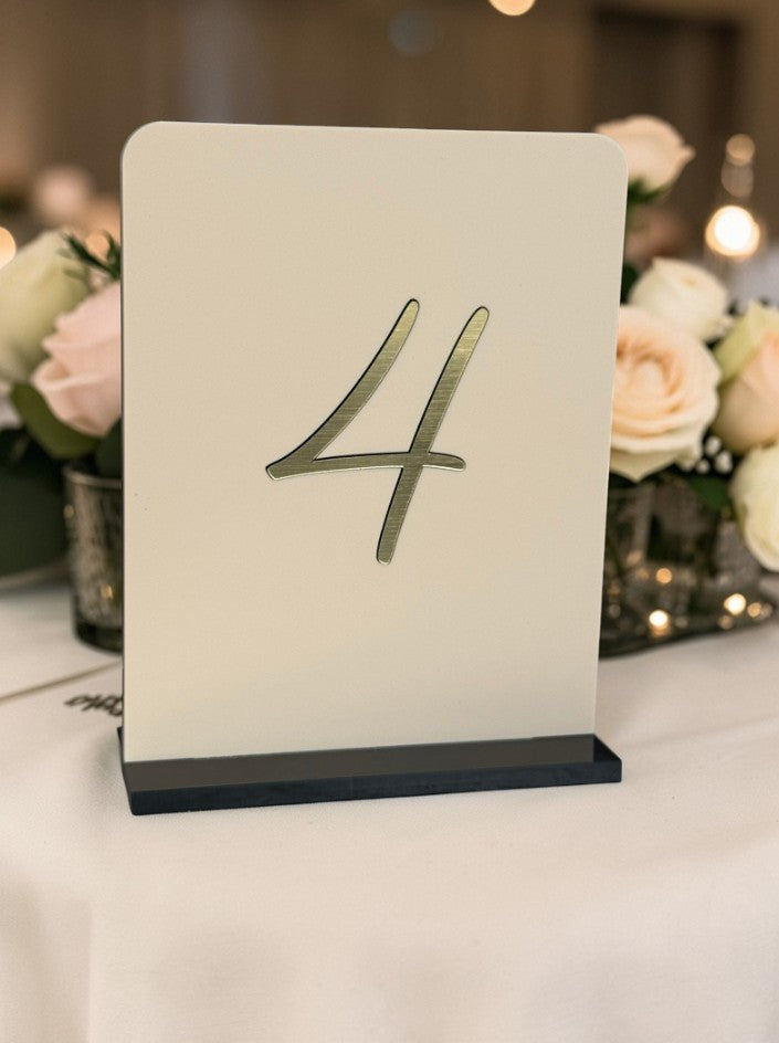 Personalised Wedding Table Sign with Table Number, Desert Beige