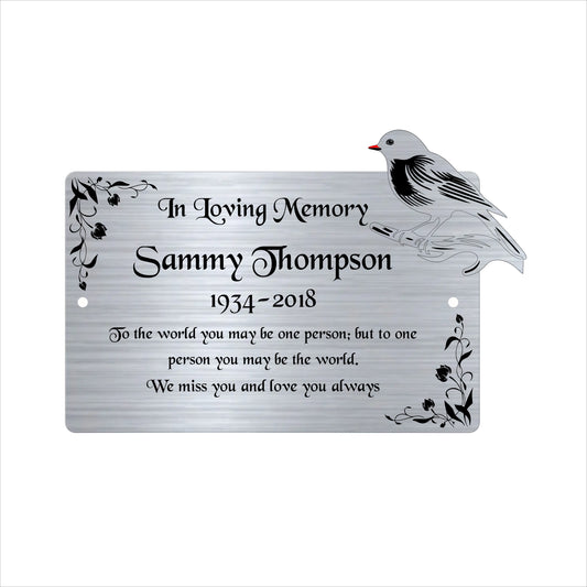 Memorial Bench Plaque, 6x4 Engraved Bench Plaques, Engraved Tree Sign, Weatherproof, Grave, Silver Robin
