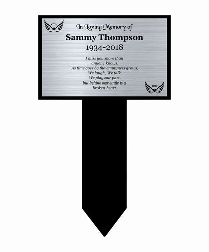 Memorial Plaque, Memorial Plaques for graves, Remembrance, Silver, Straight Shape