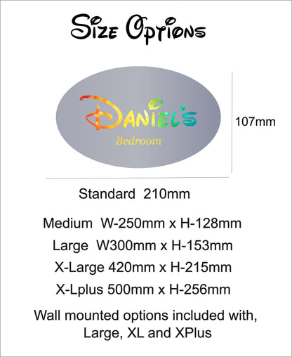Personalised LED Mirror, Oval Shape, Kids Bedroom Sign, Plaque, Wedding, Office, Perfect Gift