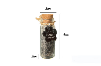 KC Laser Crafts Personalised Loved One Angel Hair Memorial glass bottle, Glass vial for hair or Ashes, with Black Acrylic