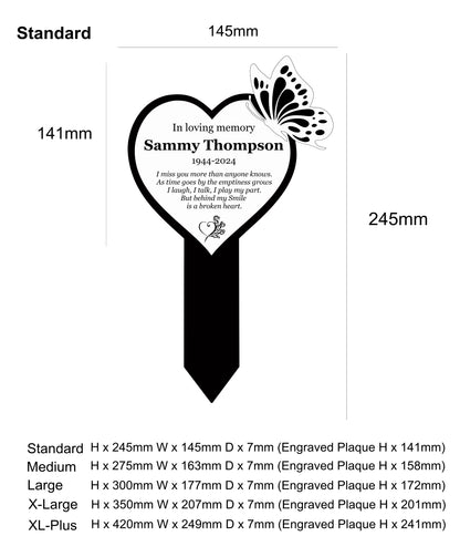 Memorial Plaque, Garden Outdoors Plaques, Remembrance Sign, Graver marker, Dad, Father, Mum, Butterfly