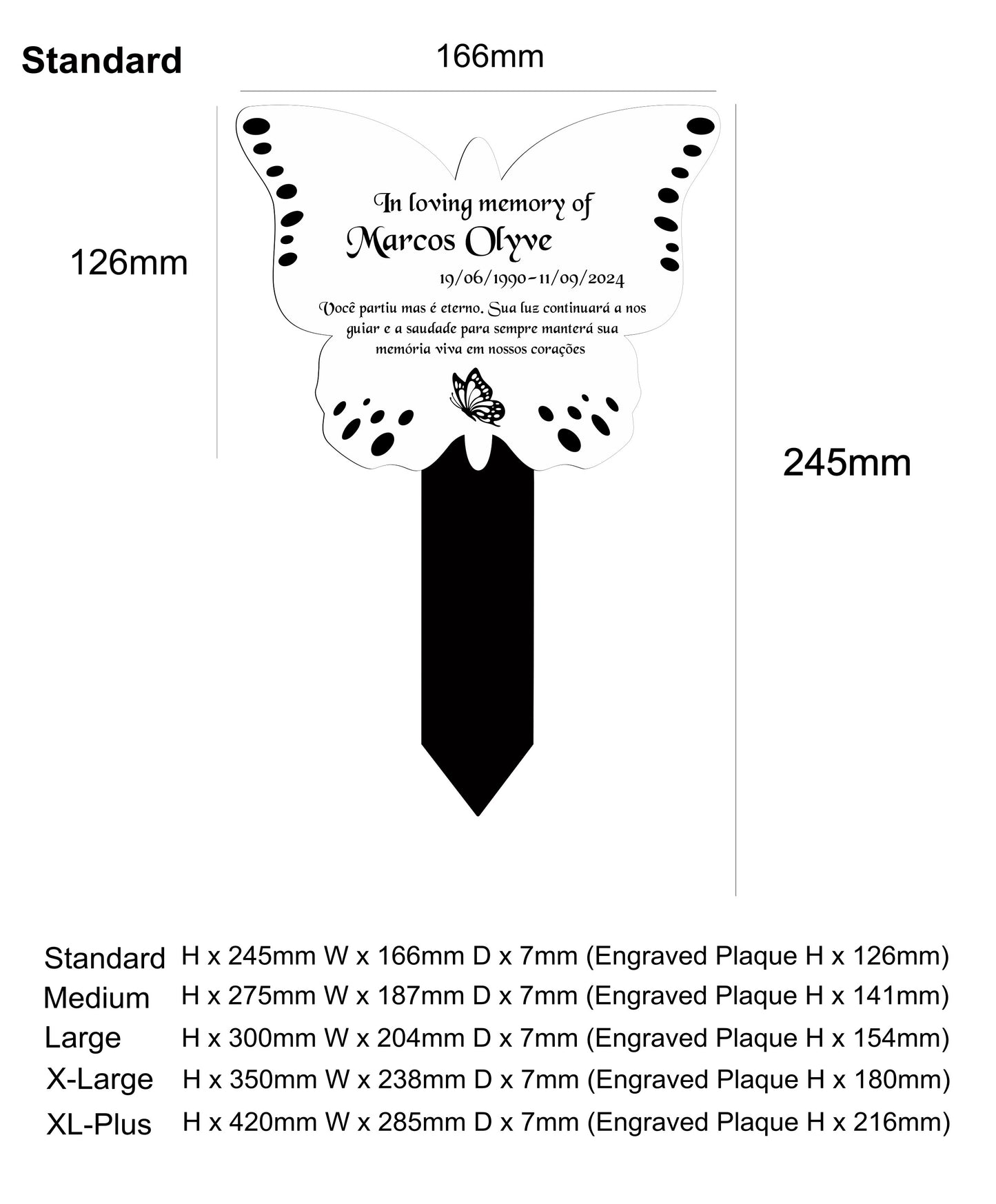 Butterfly Shape Memorial Plaque, Garden Outdoors Plaques, Remembrance Sign, Graver marker