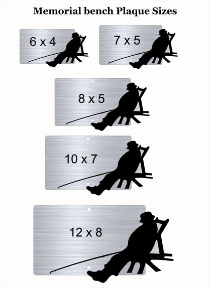 Memorial Bench Plaque, 6x4 Engraved Bench Plaques, Engraved Tree Sign, Weatherproof, Grave, Silver Fishing