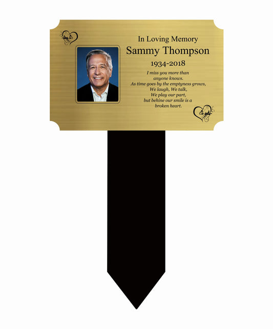 Memorial Photo Plaque, Memorial Plaques for graves, Remembrance, Gold, Inverse Design