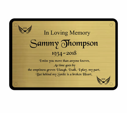 Personalised Memorial Plaque, 6x4 Engraved Bench Plaques, Engraved Tree Sign, Gold, Weatherproof, Grave, Framed