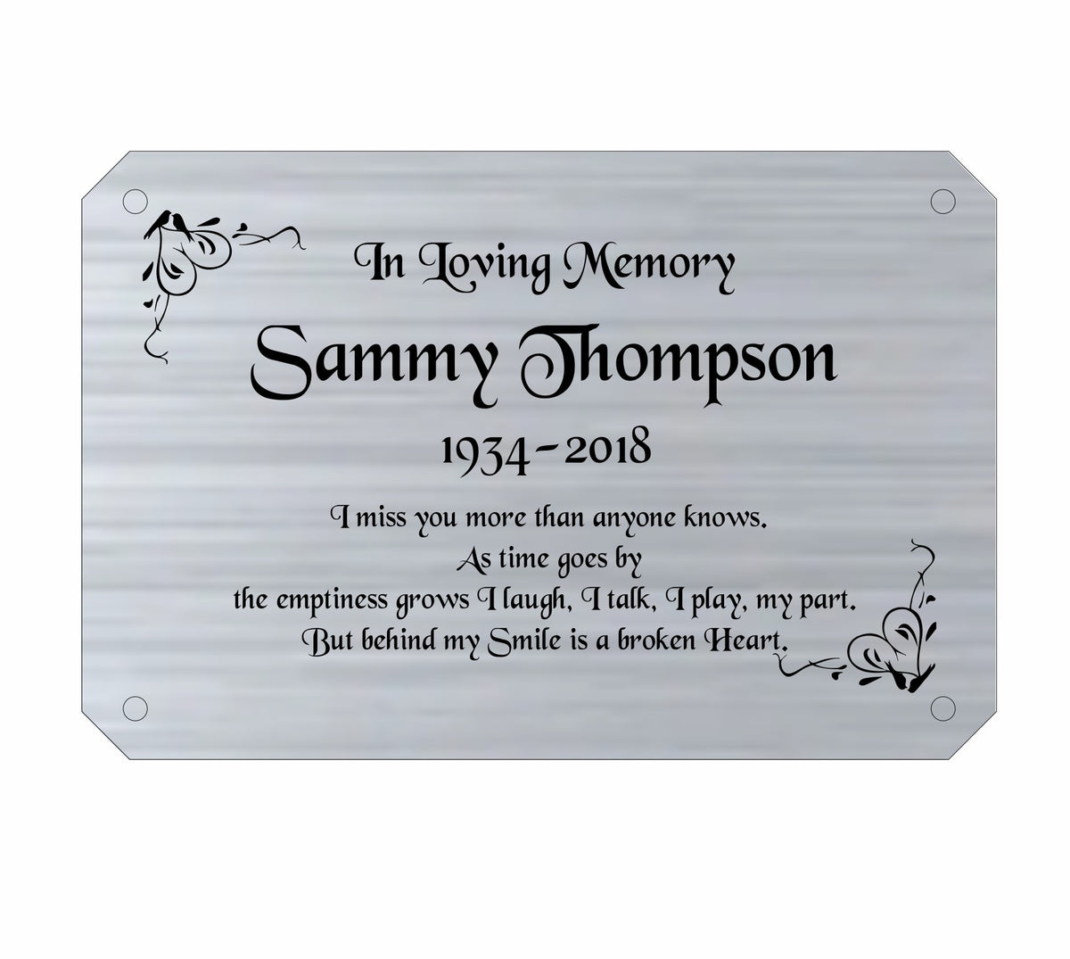 Personalised Memorial Plaque, 6x4 Engraved Bench Plaques, Engraved Tree Sign, Silver, Weatherproof, Grave, Chamfer