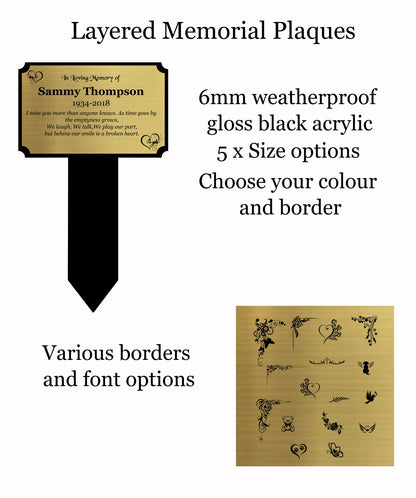 Memorial Plaque, Memorial Plaques for graves, Remembrance, Gold, Chamfer Shape