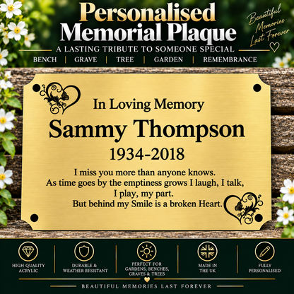 Personalised Memorial Plaque, 6x4 Engraved Bench Plaques, Engraved Tree Sign, Gold, Weatherproof, Grave, Chamfer