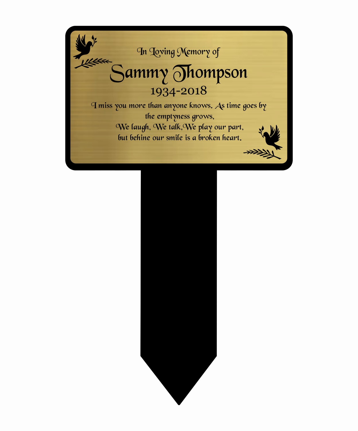 Memorial Plaque, Memorial Plaques for graves, Remembrance, Gold, Round Shape